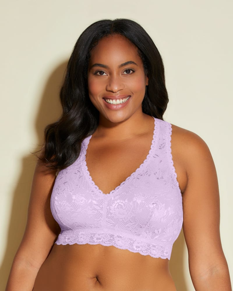 Front of a model wearing a size 1X Racie Racerback Bralette in Icy Violet by Cosabella. | dia_product_style_image_id:273729